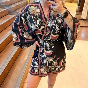 FARM Rio Black Floral Mini Dress Size S